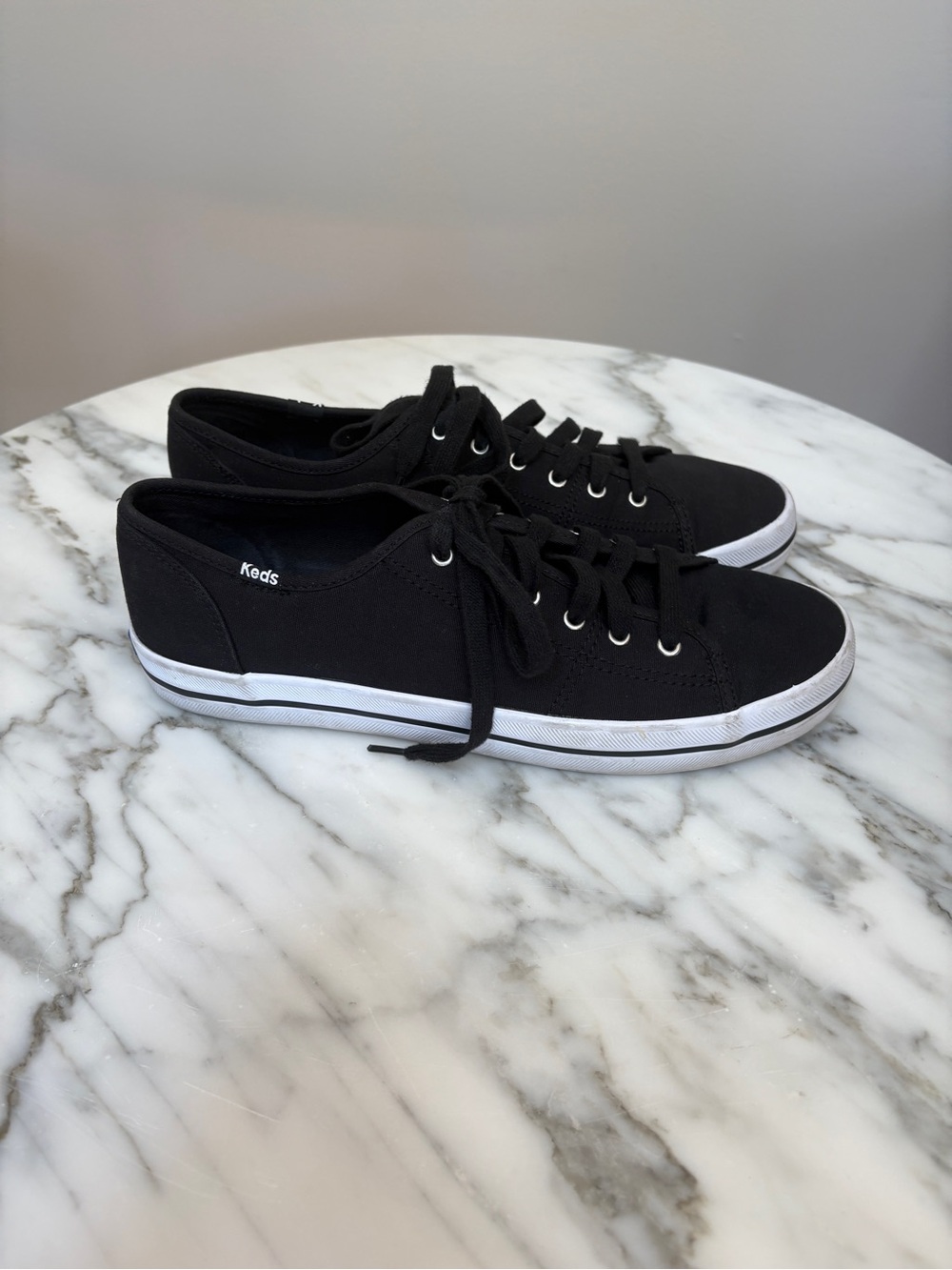 Keds Black Canvas Low-Top Sneakers with White Trim